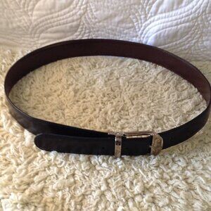 VTG Mont Blanc Leather Belt; Black/Brown; Silver Buckle, Sophistication, Classic